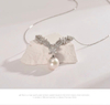Ariel 925 Silver Freshwater Core Pearl Hanging Chain 12-13mm Round Simple Jewelry Festival Gift